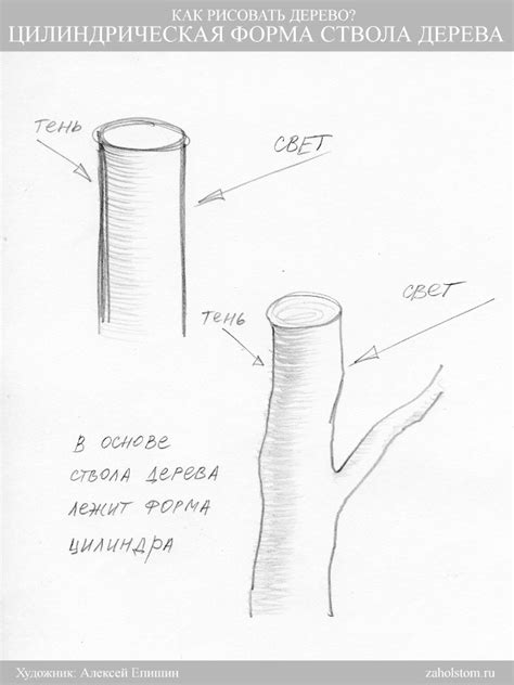 Шаг 1: Начертание контуров ствола и веток