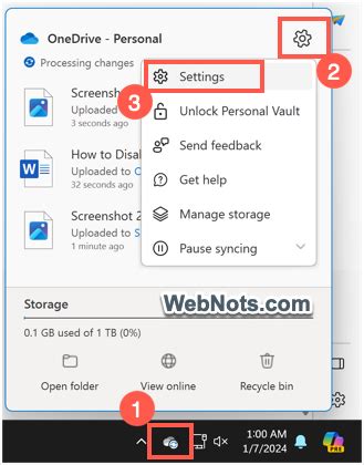 Шаг 1: Открыть OneDrive и выбрать настройки