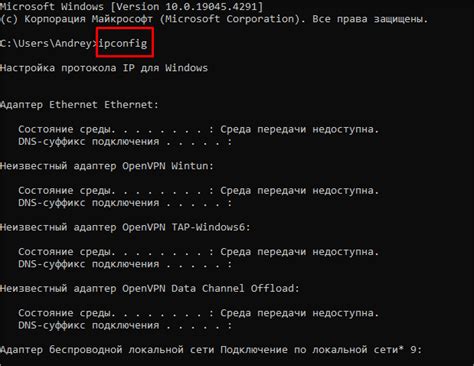 Шаг 2: Введите команду ipconfig или ifconfig