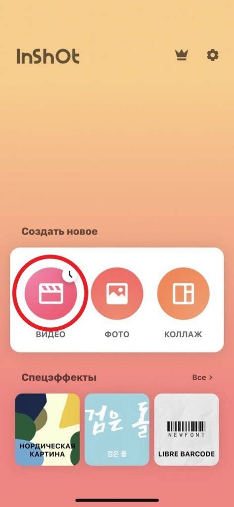 Шаг 2: Создание проекта в InShot