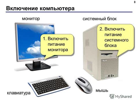 Шаг 3: Включение компьютера через монитор