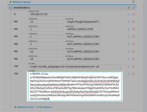 Шаг 3: Добавление публичного ключа в DNS-записи домена