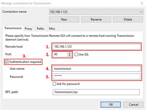 Шаг 3: Настройка доступа к transmission remote gui через веб-интерфейс